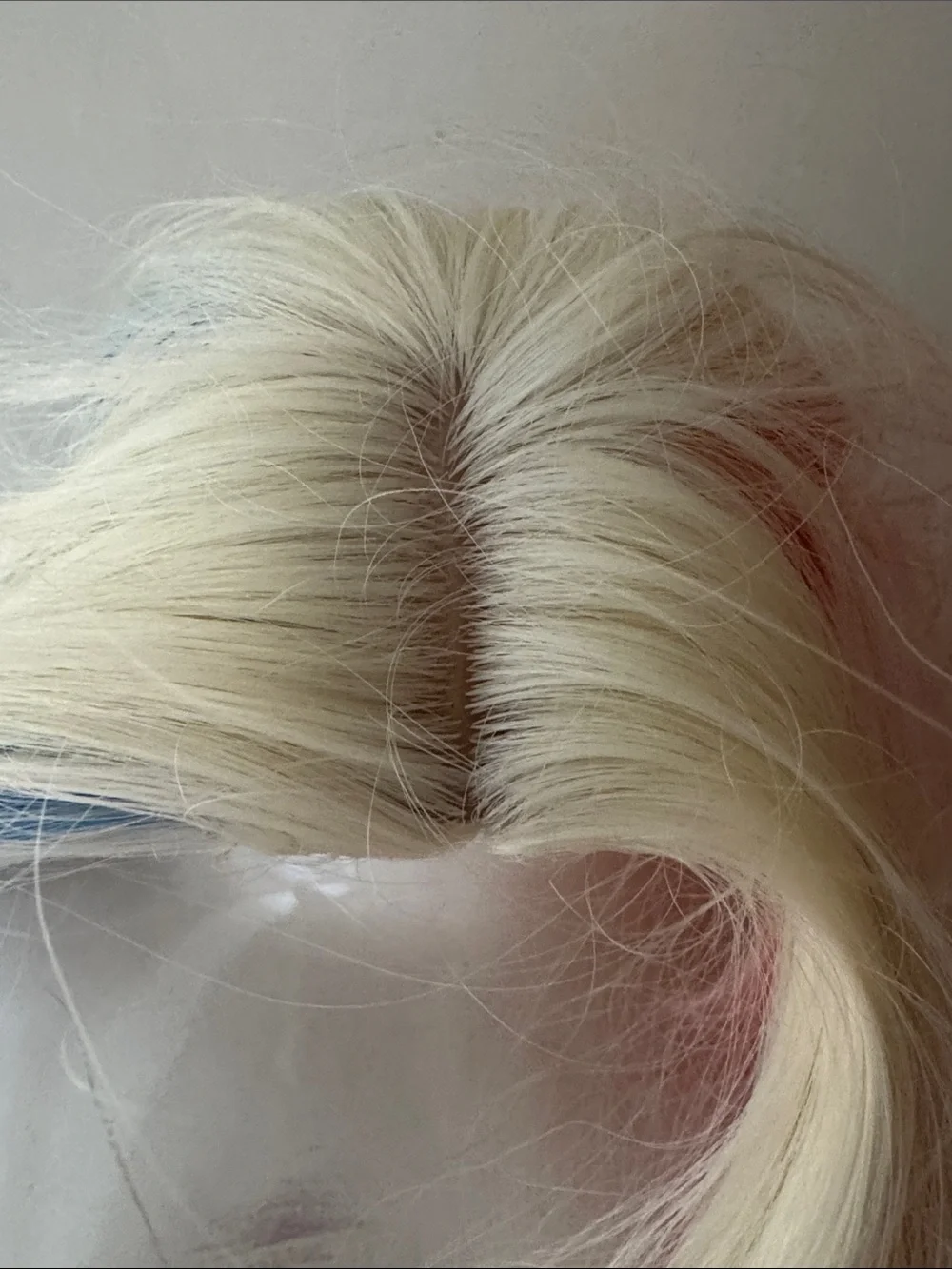 Harley Quinn Blonde Pink Blue Long Curly Cosplay Wavy 30in Synthetic Wig
